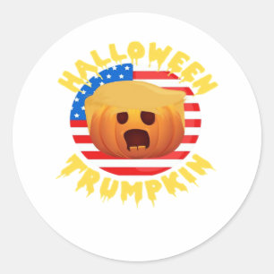 Halloween Trumpkin Funny Pumpkin  Parody Classic Round Sticker