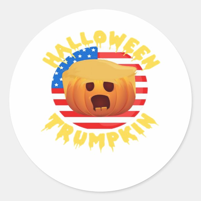 Halloween Trumpkin Funny Pumpkin  Parody Classic Round Sticker (Front)