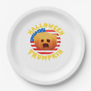 Halloween Trumpkin Funny Pumpkin Parody Paper Plate