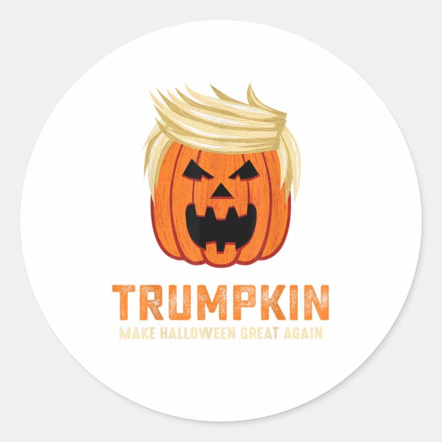 Halloween Trumpkin Funny – Spooky Parody Slogan Classic Round Sticker (Front)