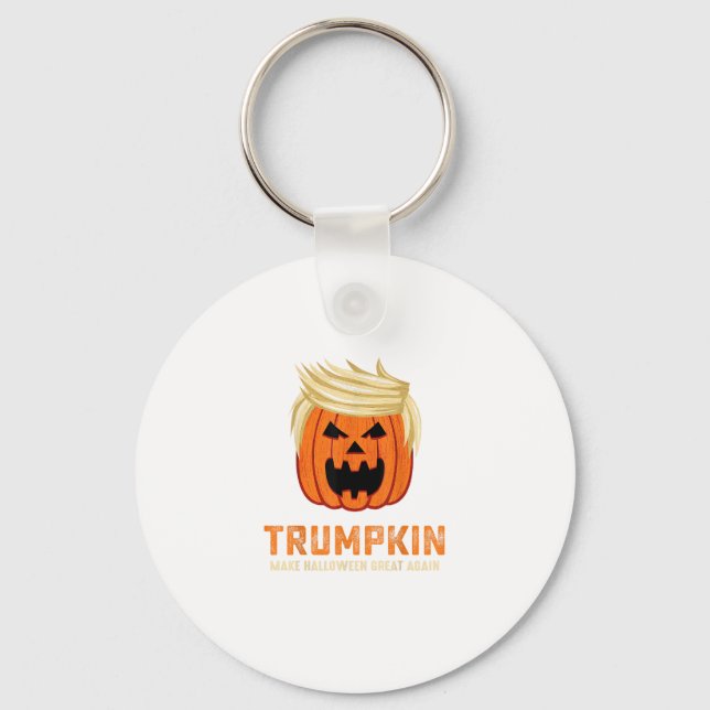 Halloween Trumpkin Funny – Spooky Parody Slogan Key Ring (Front)