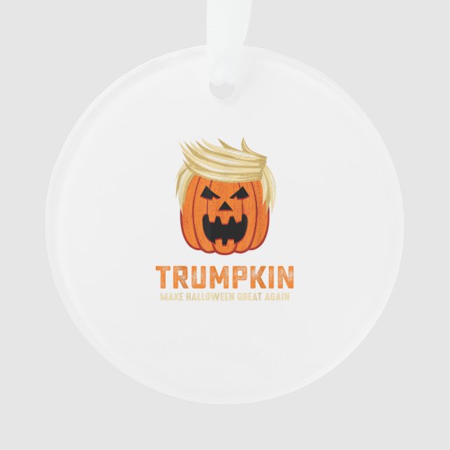 Halloween Trumpkin Funny – Spooky Parody Slogan Ornament (Front)