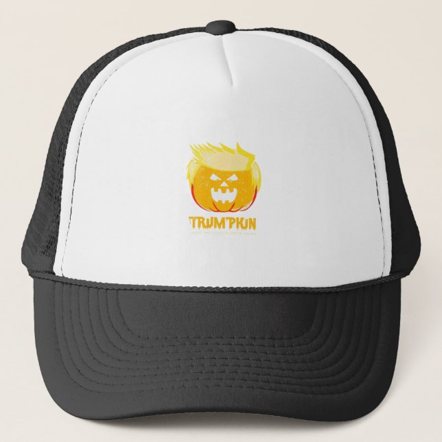 Halloween Trumpkin Funny Trucker Hat (Front)