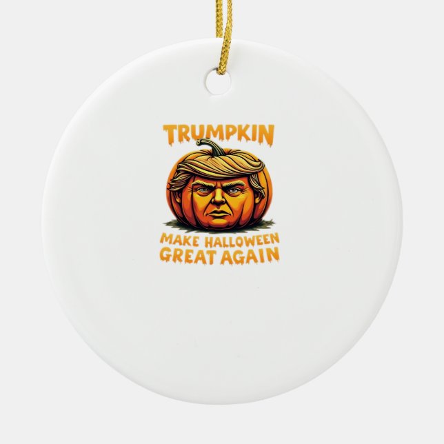 Halloween Trumpkin Make Halloween Great Again Ceramic Tree Decoration (Front)