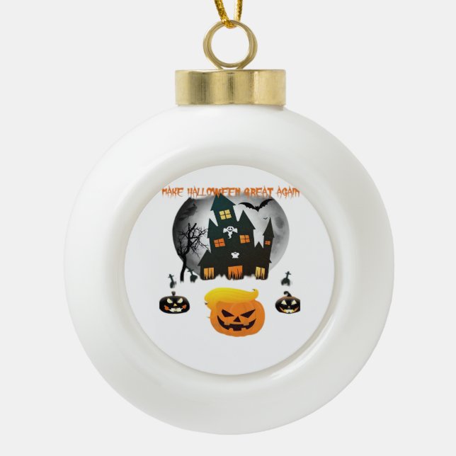 Halloween Trumpkin - Make Halloween Great Again Cl Ceramic Ball Christmas Ornament (Front)