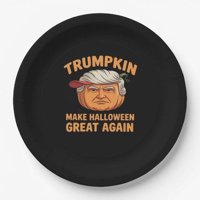 Halloween Trumpkin Make Halloween Great Again Funn Paper Plate (Front)