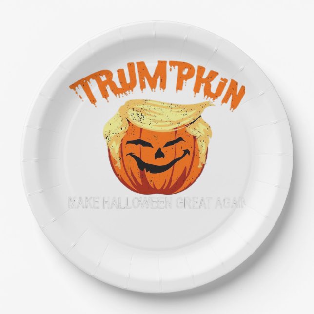 Halloween Trumpkin Make Halloween Great Again Paper Plate (Front)