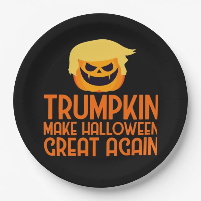 Halloween Trumpkin Make Halloween Great Again Paper Plate (Front)