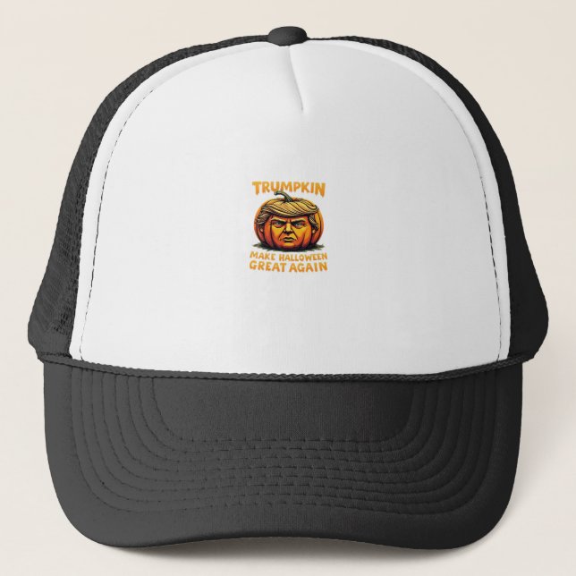 Halloween Trumpkin Make Halloween Great Again Trucker Hat (Front)