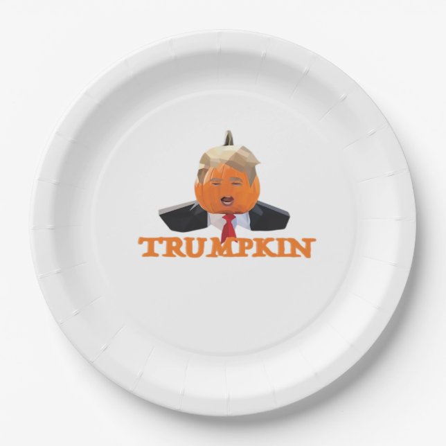 Halloween Trumpkin Paper Plate (Front)
