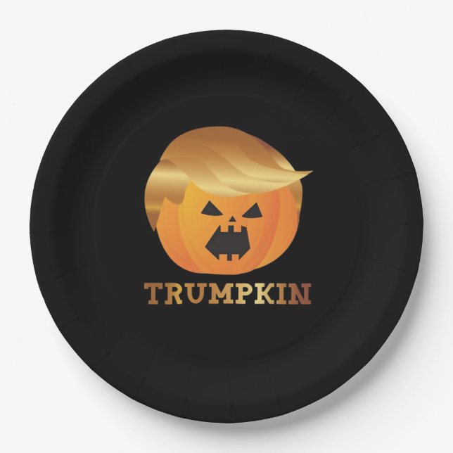 Halloween Trumpkin Paper Plate (Front)