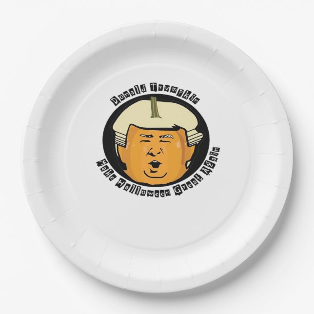 Halloween Trumpkin Pumpkin Classic Paper Plate (Front)