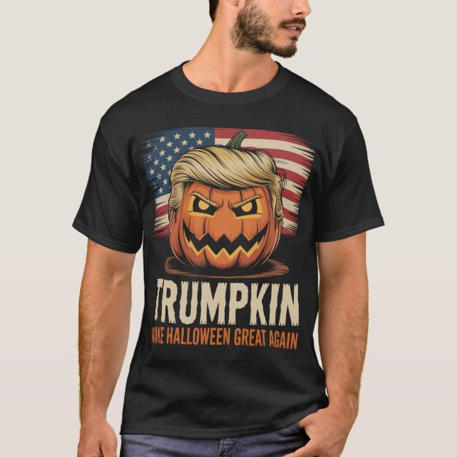 Halloween Trumpkin Us Flag T-Shirt (Front)