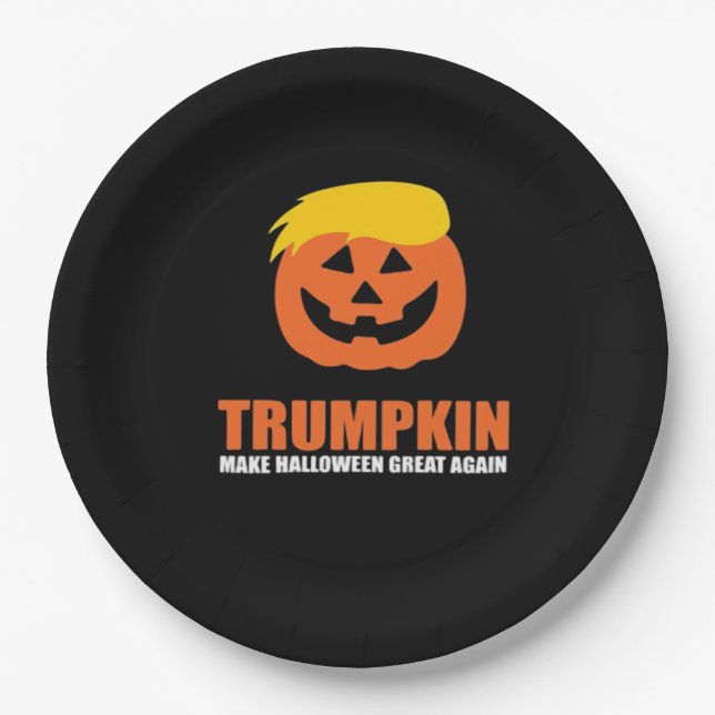 Halloween Trumpkin V2 Paper Plate (Front)