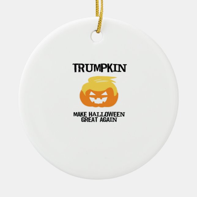 Halloween Trumpkin V3 Ceramic Tree Decoration (Front)