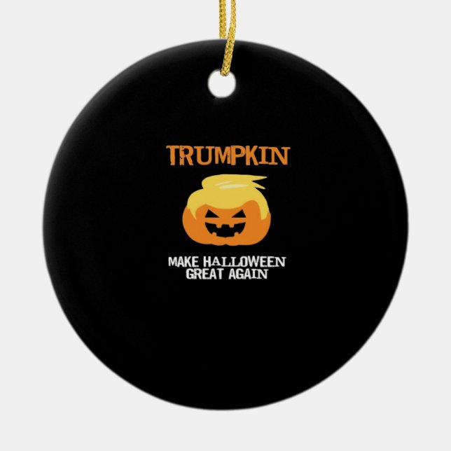 Halloween Trumpkin V3 Ceramic Tree Decoration (Front)