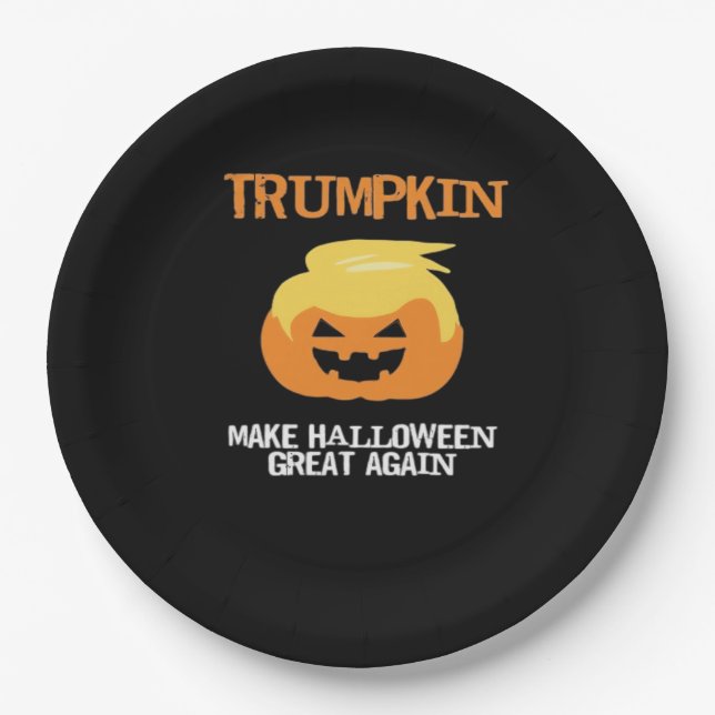 Halloween Trumpkin V3 Paper Plate (Front)