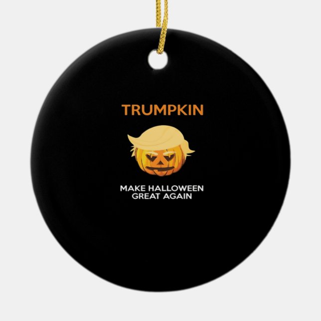Halloween Trumpkin V4 Ceramic Tree Decoration (Front)