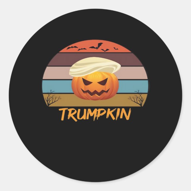 Halloween Trumpkin Vintage Us Classic Round Sticker (Front)
