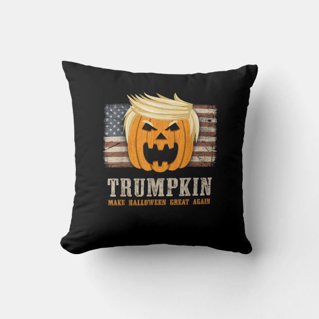 Halloween Trumpkin Vintage Us Flag Funny Cushion (Front)