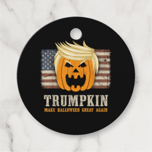 Halloween Trumpkin Vintage US Flag Funny Favour Tags