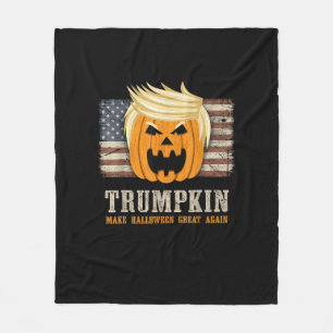 Halloween Trumpkin Vintage Us Flag Funny Fleece Blanket