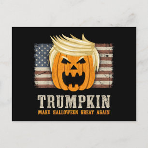 Halloween Trumpkin Vintage US Flag Funny Holiday Postcard