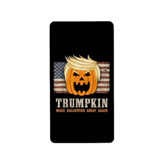 Halloween Trumpkin Vintage US Flag Funny Label (Front)