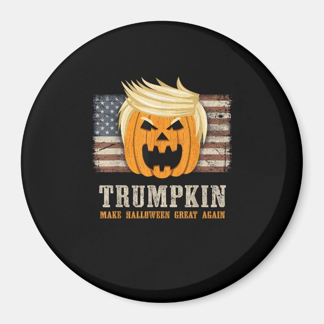 Halloween Trumpkin Vintage Us Flag Funny Magnet (Front)