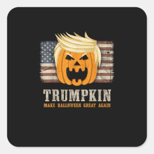 Halloween Trumpkin Vintage Us Flag Funny Square Sticker