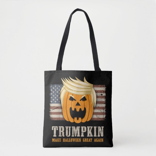 Halloween Trumpkin Vintage US Flag Funny Tote Bag (Front)