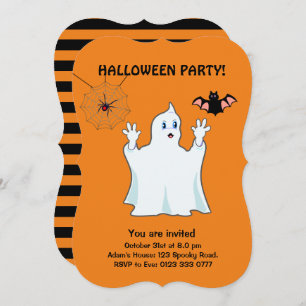 Halloween Trumpy Ghost, Spider & Bat Invitation