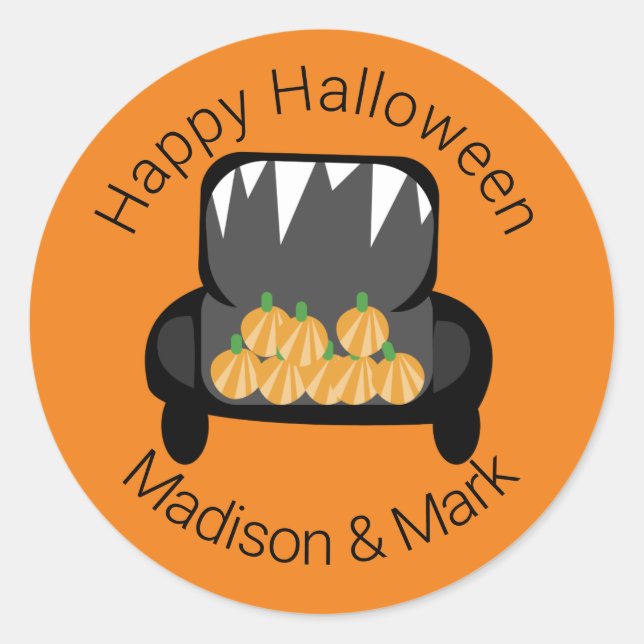 Halloween Trunk Candy Pumpkin Halloween Favour Classic Round Sticker (Front)