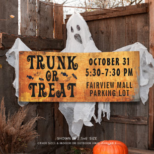 Halloween TRUNK OR TREAT Black Orange Banner