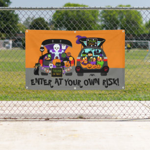 Halloween trunk or treat Enter at your own risk Banner