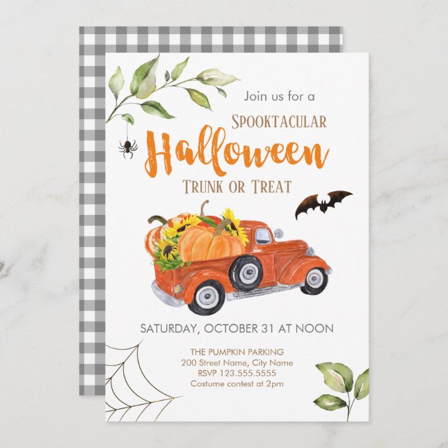 Halloween Trunk or Treat Invitation (Front/Back)