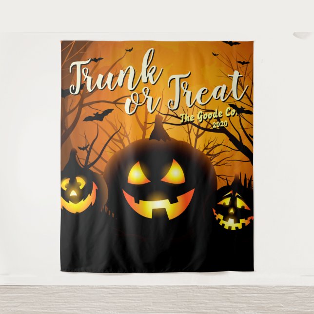 Halloween Trunk or Treat Pumpkins Party Backdrop Tapestry (Front)