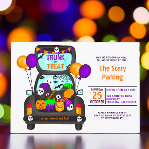 Halloween trunk or trick car illustration party invitation
