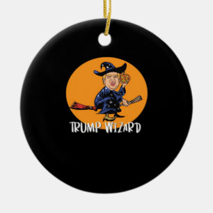 Halloween Ttrump Wizard Funny Classic Ceramic Tree Decoration