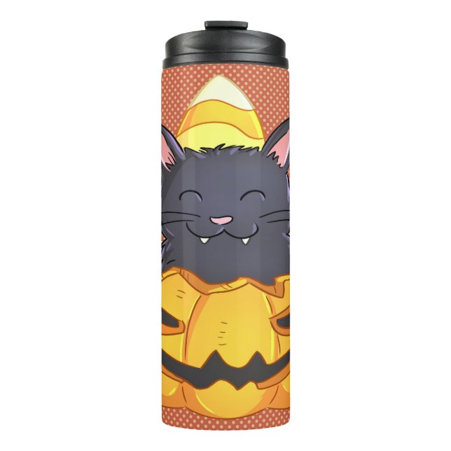 Halloween Tumbler Cat in Pumpkin (Front)