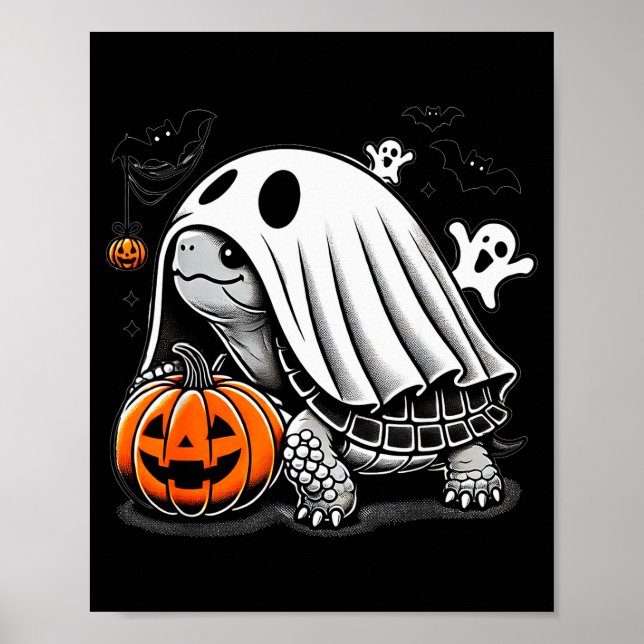 Halloween Turtle Ghost Pumpkin Costume Terran Tort Poster (Front)