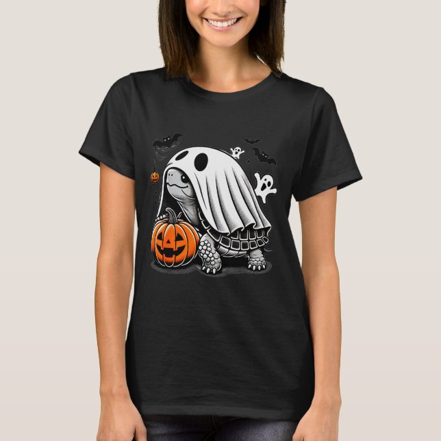 Halloween Turtle Ghost Pumpkin Costume Terran Tort T-Shirt (Front)