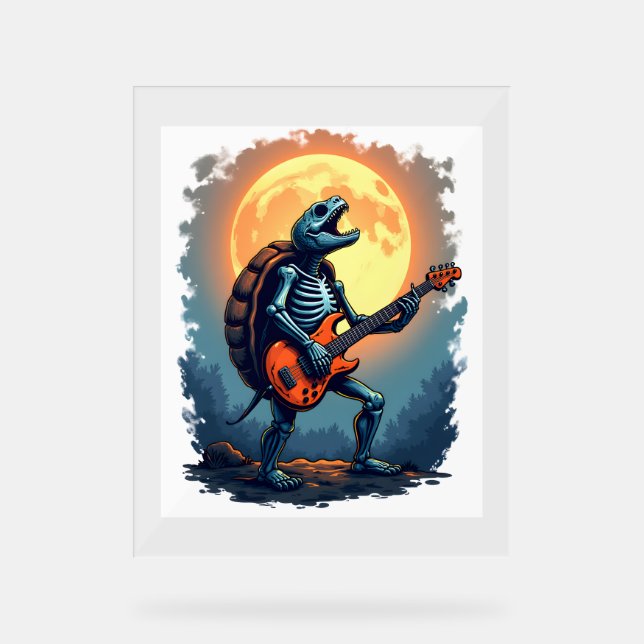 Halloween Turtle Skeleton Rocker Tee for Music Lov Acrylic Sign (Front)