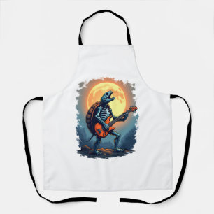 Halloween Turtle Skeleton Rocker Tee for Music Lov Apron