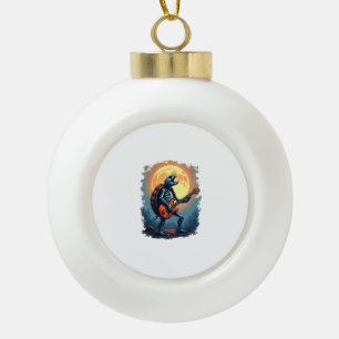 Halloween Turtle Skeleton Rocker Tee for Music Lov Ceramic Ball Christmas Ornament