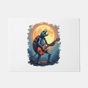 Halloween Turtle Skeleton Rocker Tee for Music Lov Doormat
