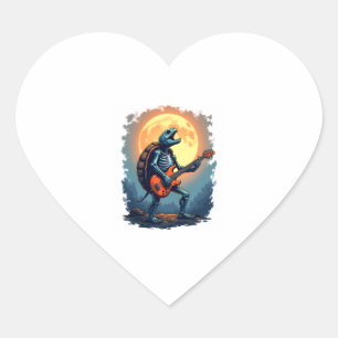 Halloween Turtle Skeleton Rocker Tee for Music Lov Heart Sticker