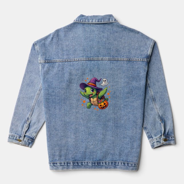 Halloween Turtle Tortoise Costume Men Women Kids B Denim Jacket (Back)