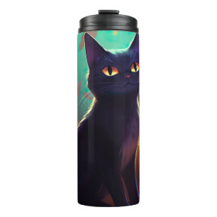Halloween Tuxedo Cat With Pumpkins Scary Thermal Tumbler