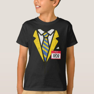Halloween Tuxedo Hello My Name Bob Costume Boys Ki T-Shirt